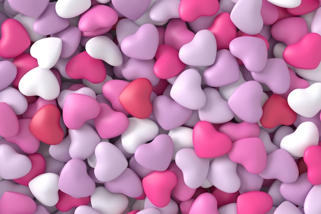 Premium Photo | Pink hearts background. 3d rendering.