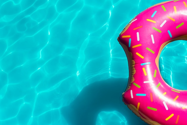 Pink inflatable pool toy in swimming pool | Free Photo