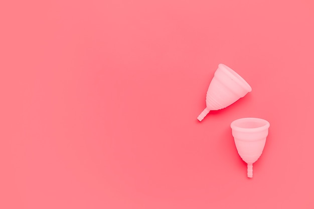 Premium Photo Pink Menstrual Cup On Color Background Female Intimate Hygiene Period Products 0822