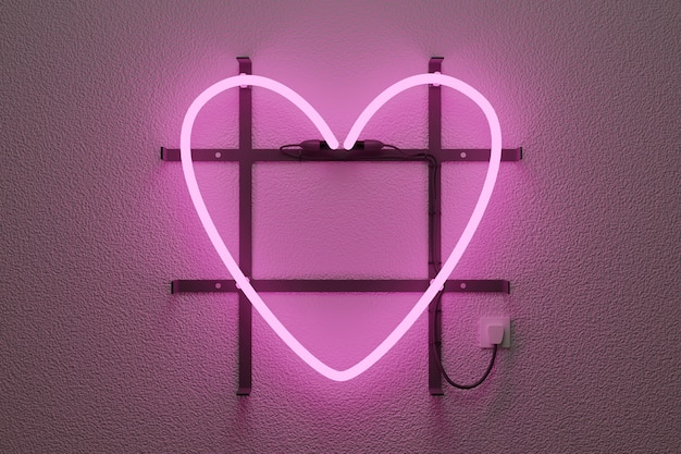 Premium Photo | Pink neon light with heart shape