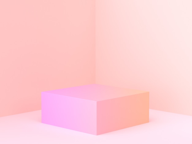 Pink orange abstract wall corner scene 3d rendering minimal gradient podium Premium Photo
