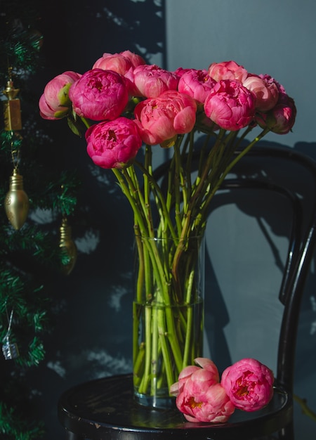 Pink Peonies Inside Glass Vase Free Photo