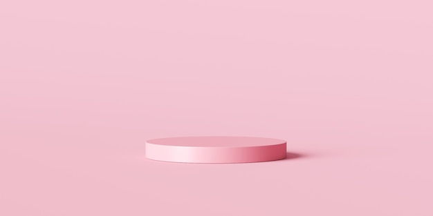 ピンクの製品の背景スタンドまたはパステルカラーの背景を持つ空のディスプレイ上の表彰台の台座 プレミアム写真