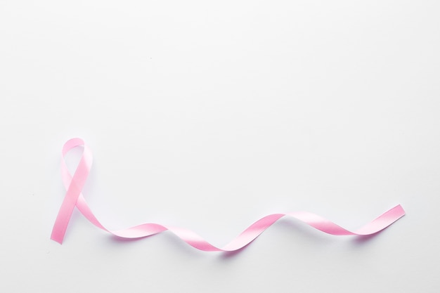 Premium Photo Pink Ribbon On White Background