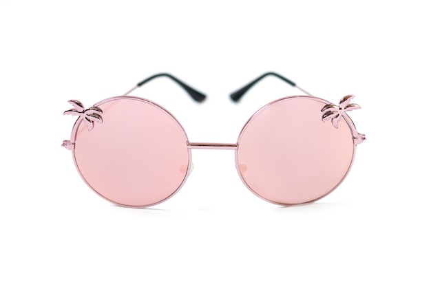 Premium Photo | Pink round funny sunglasses isolated on white ...