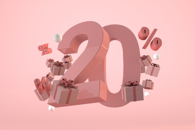 Premium Photo Pink Sale Off Promotion And Celebration With Gift Boxes And Percentage 3d Render