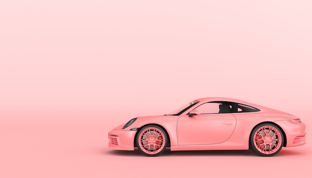 Premium Photo | Pink supercar on a pink background. copyspace. 3d render.