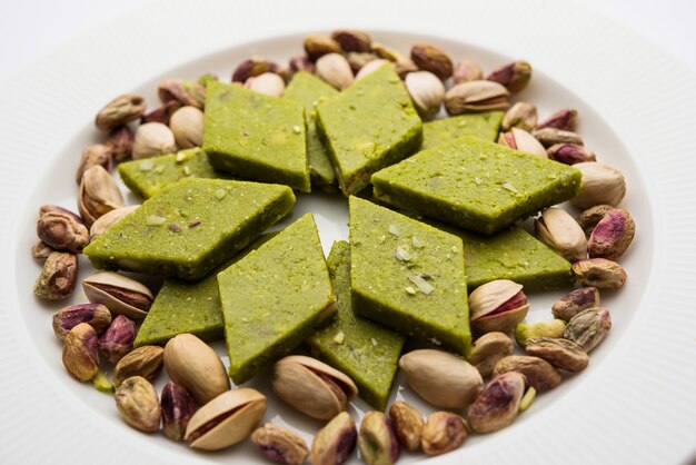 Premium Photo | Pista Katli, Burfi, Barfi, Burfee Or Pistachio Cake