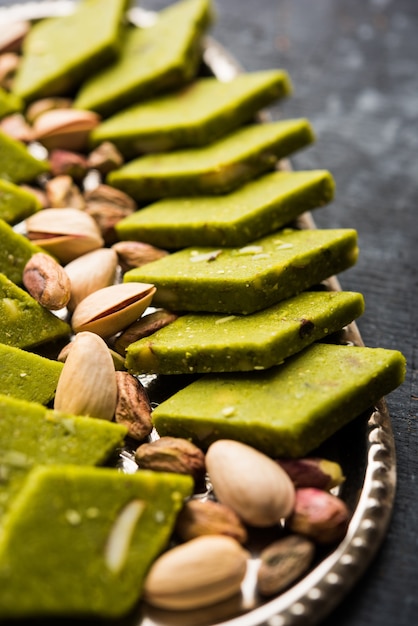 Premium Photo | Pista Katli, Burfi, Barfi, Burfee Or Pistachio Cake