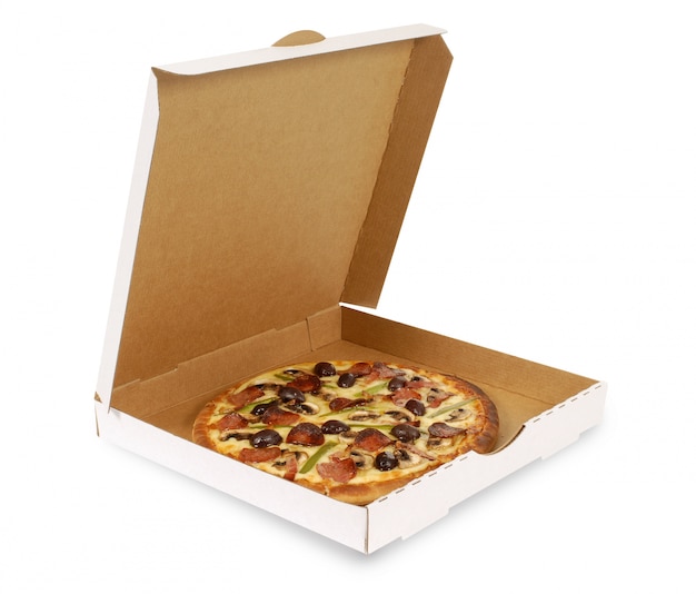 Pizza in plain white box Photo | Premium Download