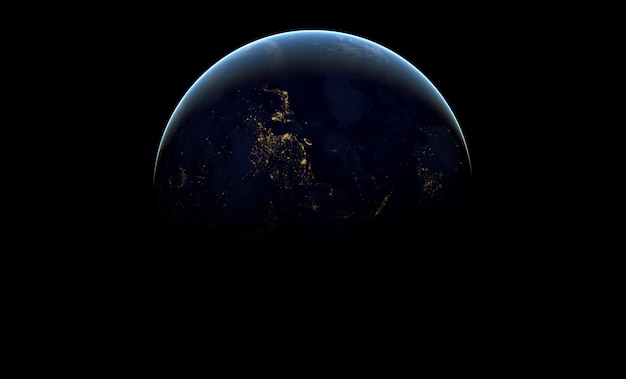 Premium Photo | Planet earth in dark outer space.