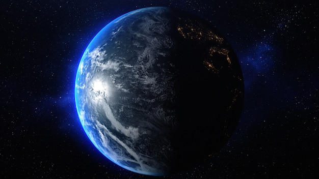 宇宙の地球 Nasaから提供されたこの画像の要素 プレミアム写真