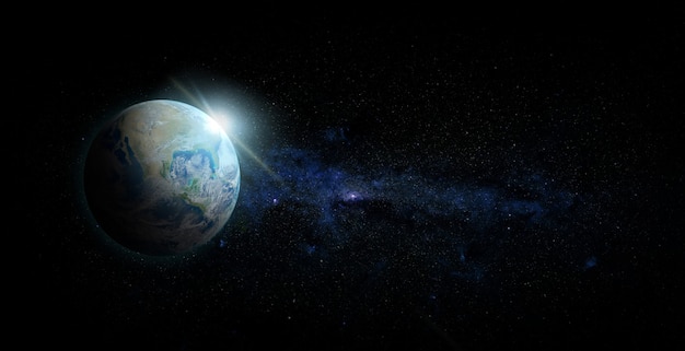 スペースの背景に日の出と地球 Nasaから提供されたこのイメージの要素 プレミアム写真