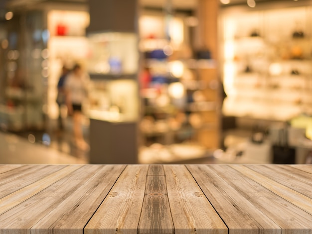 Planks with blurred store background Photo | Free Download