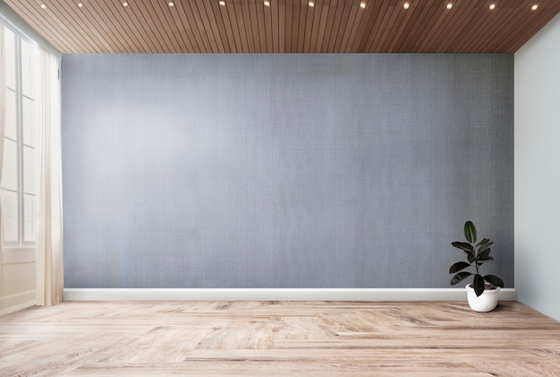 Plant in an empty room with gray wall Free Photo