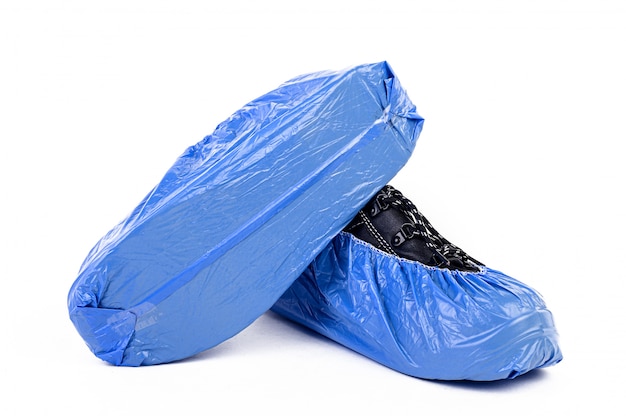 plastic bag over shoes