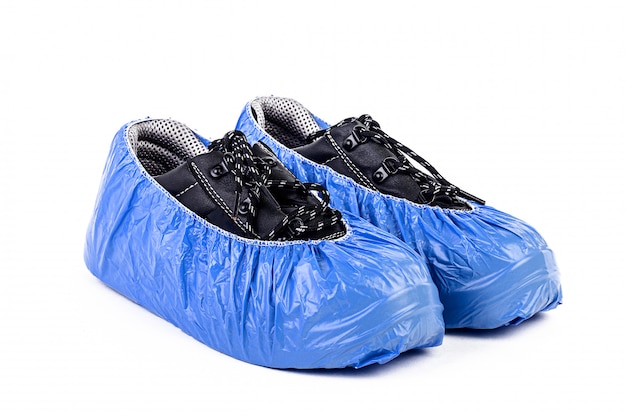 plastic bag over shoes