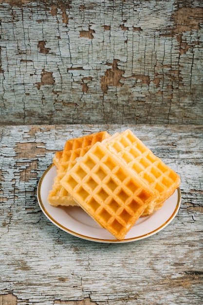 Free Photo Plate With Belgian Waffles