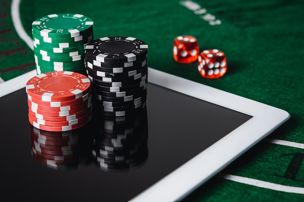 Premium Photo | Play poker online. online casino - online gambling concept