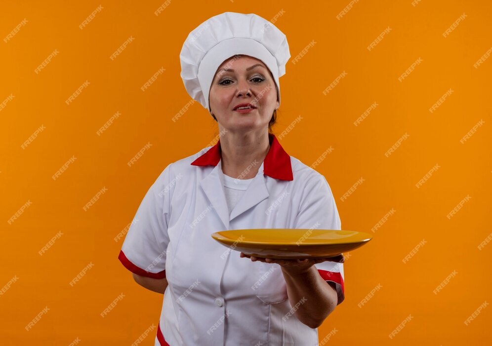 free-photo-pleased-middle-aged-female-cook-in-chef-uniform-holding