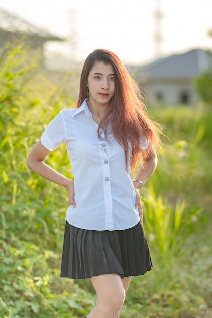 Premium Photo | Portrait of asian student in uniform