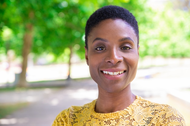 Portrait Of Attractive African American Lady With Short Hair