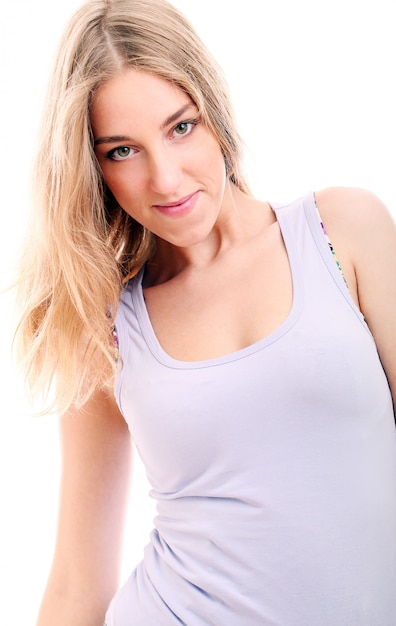 Free Photo Portrait Of Attractive Caucasian Smiling Woman Blond