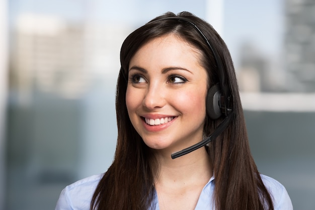 Premium Photo | Portrait of a beautiful customer representative