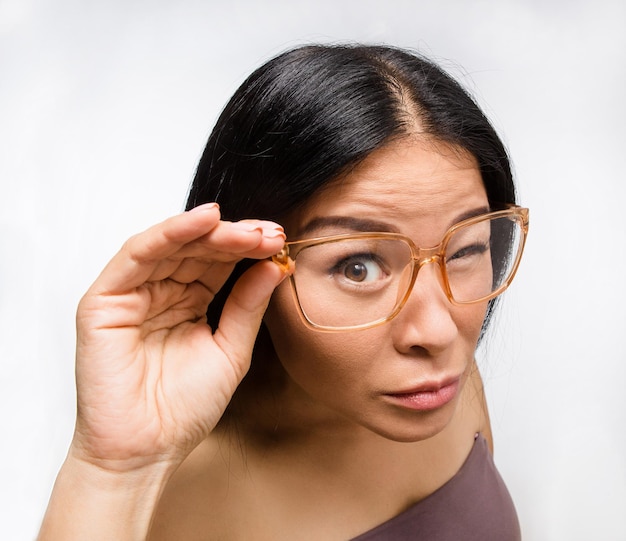 Premium Photo Portrait Of Beautiful Korean Or Asian Woman In Glasses