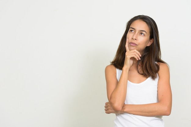 Premium Photo | Portrait of beautiful multi ethnic woman thinking