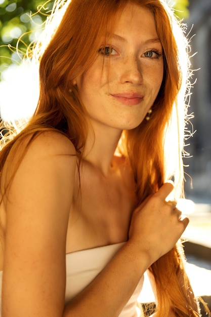 Premium Photo Portrait Of A Beautiful Redhead Woman