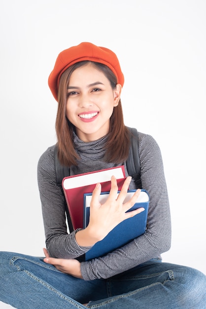 Premium Photo | Portrait of beautiful university woman on white background