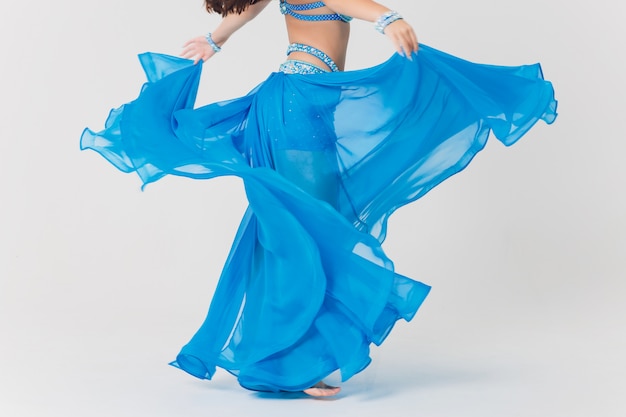 Premium Photo | Portrait of belly dancer girl in blue.