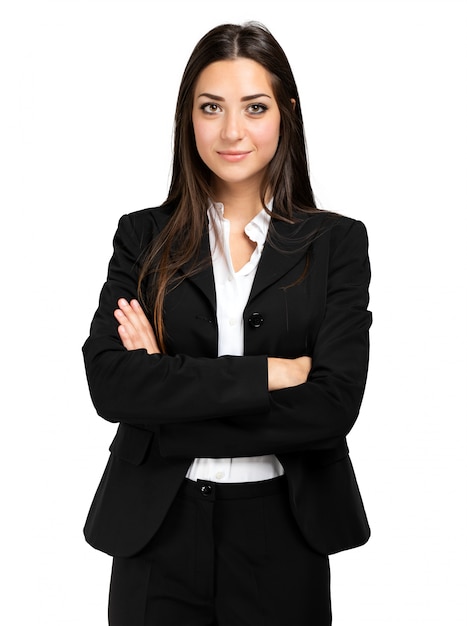 Premium Photo | Portrait of a businesswoman isolated on white