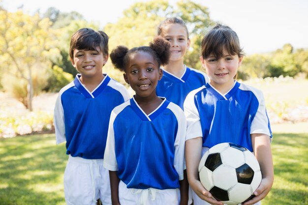 Premium Photo | Portrait of children soccer team