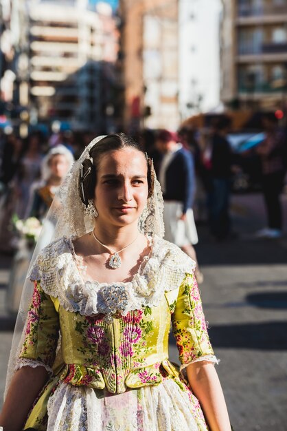 Premium Photo | Portrait of falleras women, wearing the traditional ...