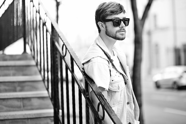 Free Photo | Portrait of handsome man in stylish hipster clothes ...