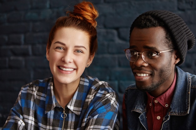 Free Photo Portrait Of Interracial Young Couple Of Happy Redhead 