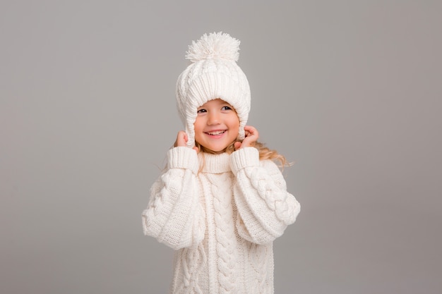 girls white winter hat