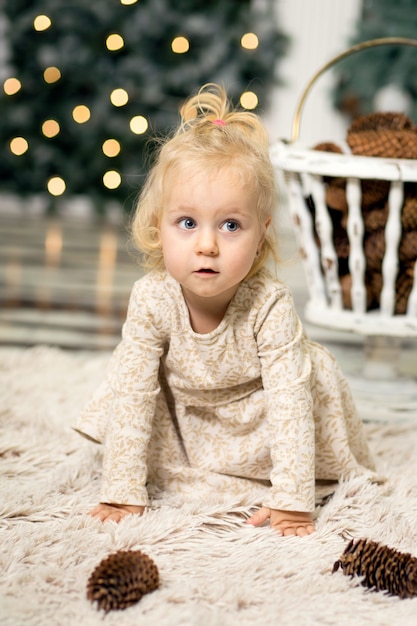 Portrait Of A Little Girl With Blonde Hair In A Photo Of A