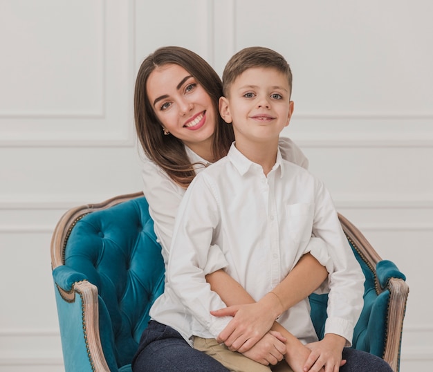 Portrait Of Mother And Son Posing Free Photo