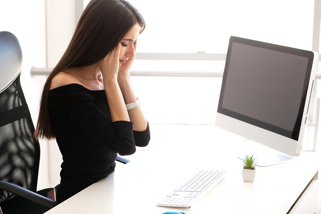 Premium Photo | Portrait of sad upset accountant holding hand on head ...