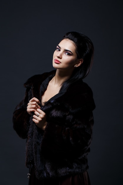 Portrait Of A Seductive Lady In Fur Coat Stock Image   Image Of Black