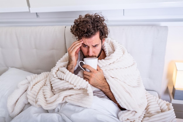 Premium Photo | Portrait of a sick man with the flu, allergy, germs ...