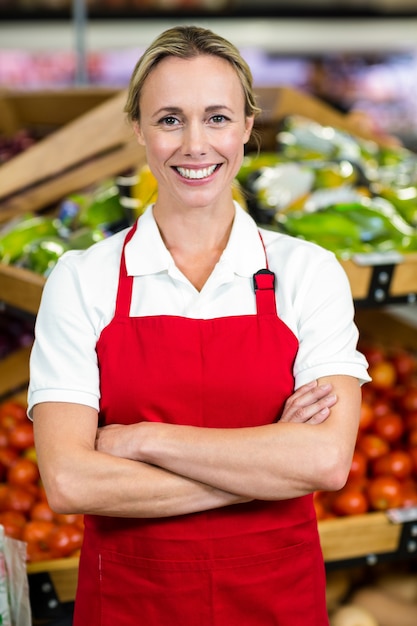 Premium Photo Portrait Of Smiling Woman Wearing Apron