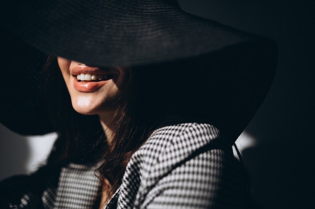 Free Photo | Portrait of a woman wearing a hat,close up