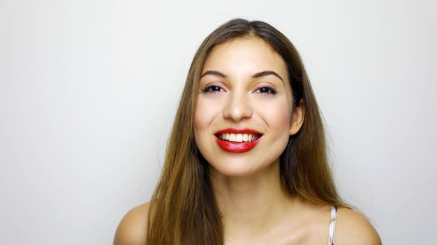 Premium Photo | Portrait of young beautiful shy girl smiling looking at ...