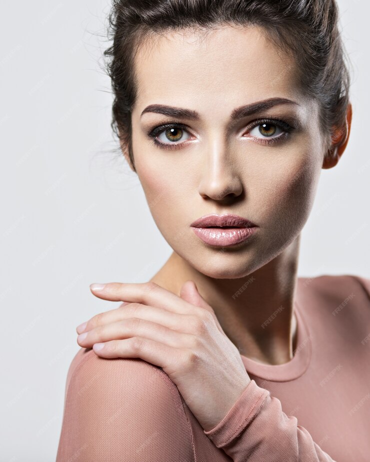 Portrait Of An Young Beautiful Woman With Smoky Eyes Makeup Stock