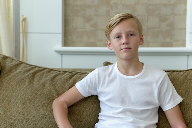 Premium Photo | Portrait of young handsome scandinavian boy with blond ...