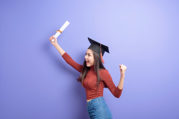 Premium Photo | Portrait of young university student woman with ...